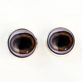 10mm - 30mm Medium Brown Realistic Deer Flatback Glass Eye Cabochons with Whites Sew On Shank Loops
