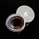 10mm - 30mm Medium Brown Realistic Deer Flatback Glass Eye Cabochons with Whites Sew On Shank Loops