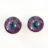 Purple and teal moon and star sew on glass cabochons