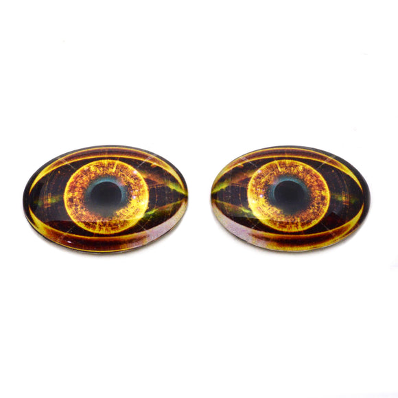 Golden Cyberpunk Oval Glass Eyes