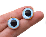 16mm Pale Blue and Orange Glass Fish Eyes