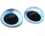 High Domed Pale Blue and Orange Fish Glass Eyes