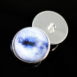 Contracted pale blue goat sew on glass eyes