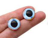 Pale Blue and Orange Fish Glass Eyes in Bundle