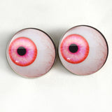Side Glance Pink Albino Sew-On Button Glass Eyes