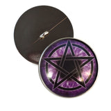 Purple pentagram witch sew on glass eyes