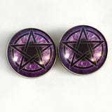 Purple pentagram witch sew on glass eyes