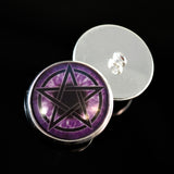 Purple pentagram witch sew on glass eyes