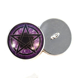 Purple pentagram witch sew on glass eyes