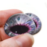 High Domed Purple Steampunk Clockwork Gears Glass Eyes