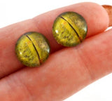 Yellow green python snake inspired glass eye cabochons
