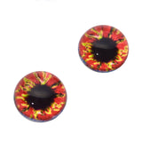 High Domed Red and Yellow Watercolor Painterly Doll Glass Eyes