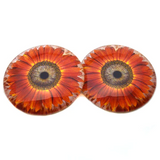 red orange sunflowers glass eyes