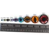 glass eye size examples 6mm to 40mm