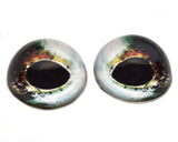 High Domed Teardrop Pale Green and Orange Fish Glass Eyes