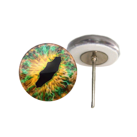 Transfixing earth dragon glass eyes on wire pin posts