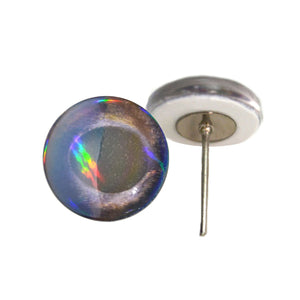 Walleye iridescent glass fish eye on wire pin posts