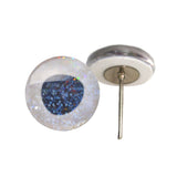 White mother of pearl iridescent glass fish eye on wire pin posts