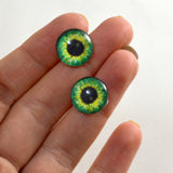 Bright Green Clockface Steampunk Glass Eyes