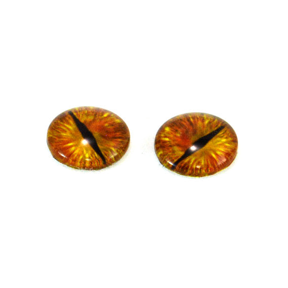Glass eyes, gold eyes, dragon eyes, creature eyes, gold cat eyes, golden  eyes for sculptures, crafts, etc. One Pair-Choose size from menu.