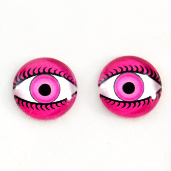 Free Ship, Pink Evil Eye Earrings, Brass Antique Color Beads and Earri –  PlumBazaar