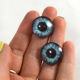20mm Purple and Teal Clockface Steampunk Glass Eyes