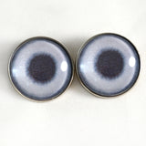 Sew On Buttons Metallic Silver Glass Eyes