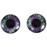 purple and green glass eyes