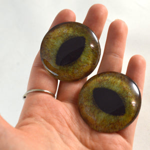realistic green and brown glass cat eyes