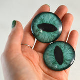 Teal Cat Glass Eyes