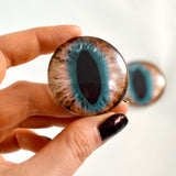 Brown and Teal Cat Glass Eyes