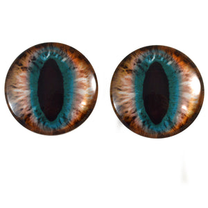 Brown and Teal Cat Glass Eye