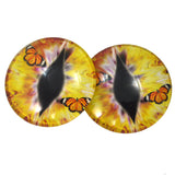 Yellow Dragon Glass Eyes with Monarch Butterflies