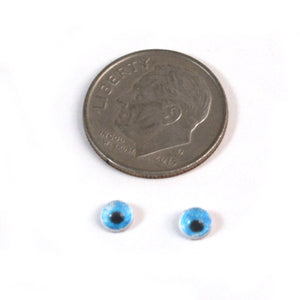 4mm Miniature Bright Blue Doll Glass Eyes