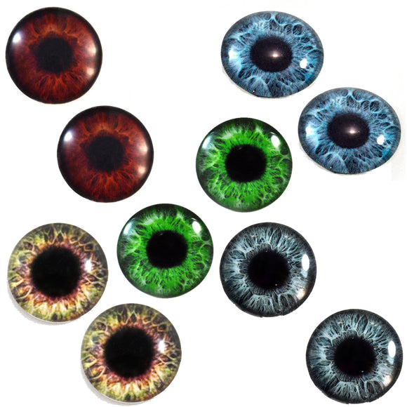 20 Pairs 20mm Owl Bird Human Pupil Glass Eyes for Clay Dolls Sculptures Craft DIY Finding Glue on Eyes
