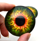 Sensational Green and Orange 50mm Glass Eyes