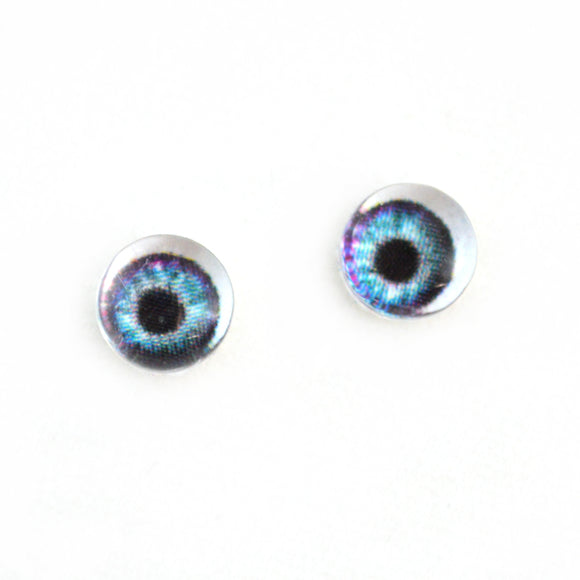 Little 6mm Purple and Teal Doll Glass Eyes with Whites