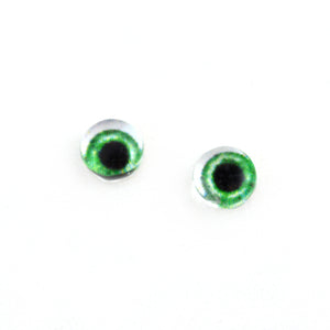 6mm Wide Green Doll Glass Eyes with Whites