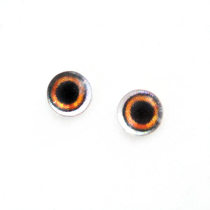 6mm Wide Brown Doll Glass Eyes with Whites