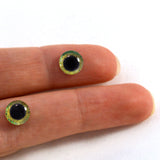 8mm Green and Yellow Celtic Weave Glass Eyes