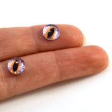8mm Purple and Orange Cat or Dragon Glass Eyes
