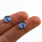 8mm Swirling Green and Purple Dragon Glass Eyes