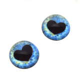 High Domed Light Blue Heart Pupil Glass Eyes