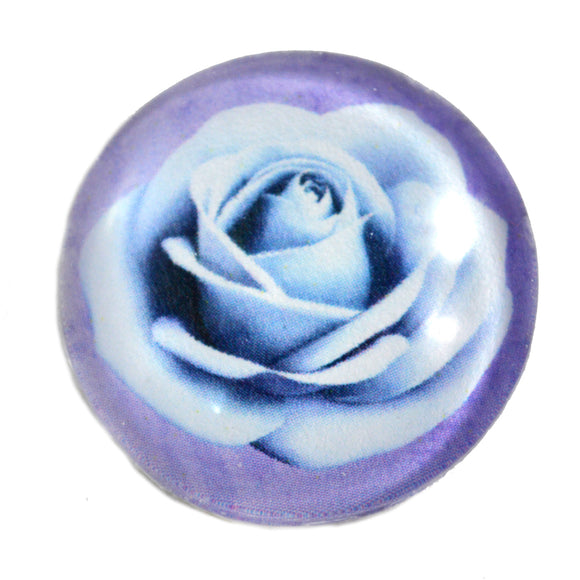 Light Blue Rose Glass Cabochon