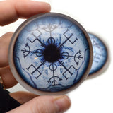 Blue Viking Compass Wolf Vegvisir Glass Eyes