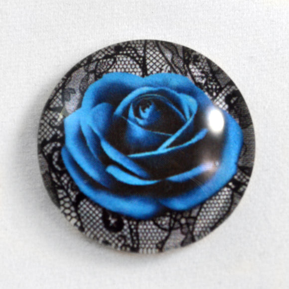 Dark Blue Rose Glass Cabochon