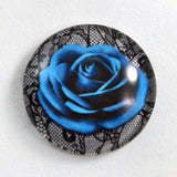 Dark Blue Rose Glass Cabochon