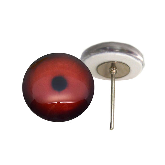 Dark Red Loon Bird Glass Eyes on Wire Pin Posts