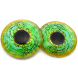 Green and Gold Loki Glass Snake Viking Cabochon Eyes