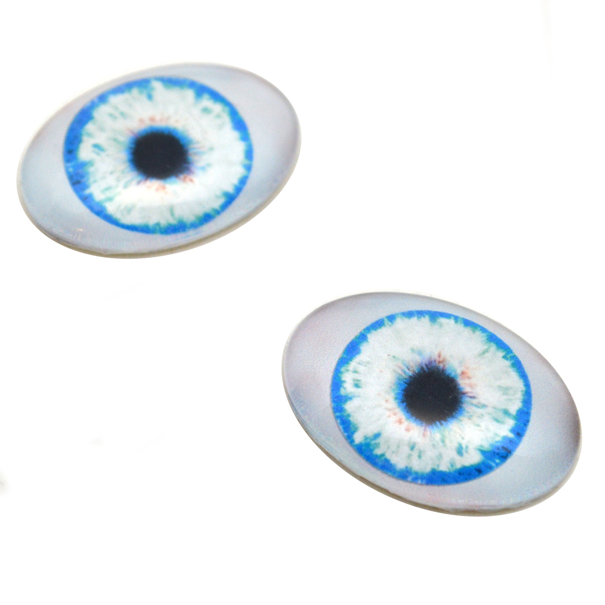 Glowing Aqua Blue Oval Glass Doll Eyes – Handmade Glass Eyes, image size:2000x2000